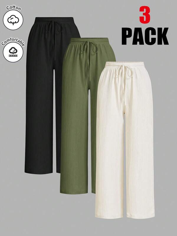 SHEIN Essnce Women's Solid Color Minimal Front-Tie Casual Pants, Daily Wear