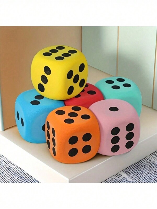 3.8-8cm Large Foam Dice, Party Game Dice, Abletop Game Accessories, Perfect Gift For Birthday, Halloween And Christmas (Random Color)