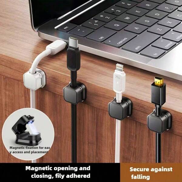 Magnetic Wire Cord Holder,Desktop/Wall Mounted Phone Cable Organizer, Wire Fixing Clip, Plug Hanger