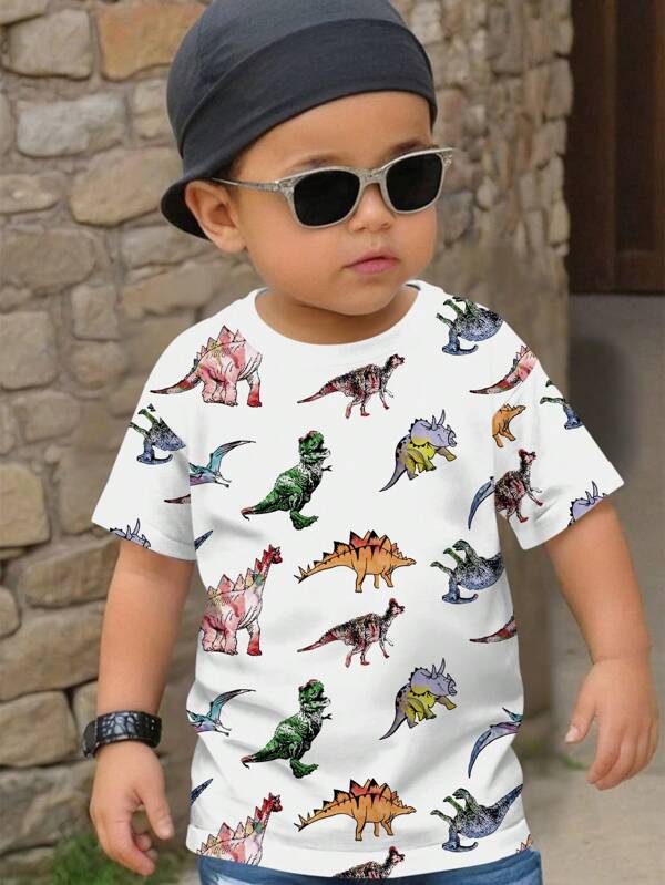 SHEIN Young Boy Dinosaur Print Tee